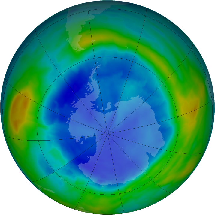 Antarctic ozone map for 21 August 2013
